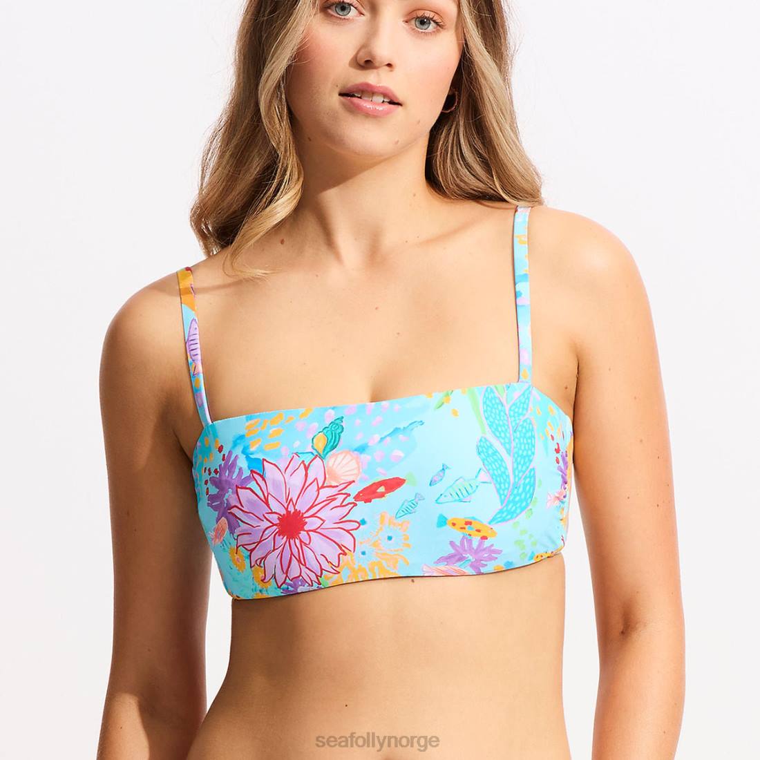 badetøy Seafolly under havet dd tank bikini topp blå tåke kvinner D86N307