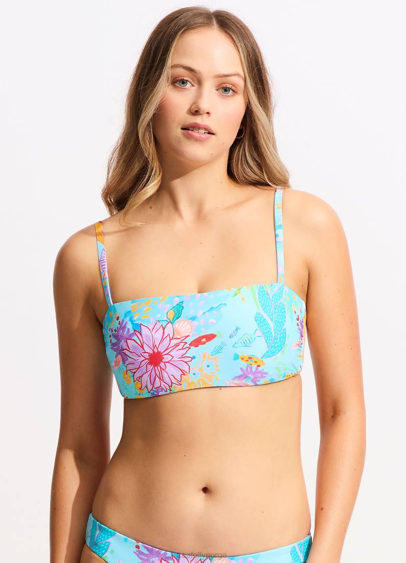 badetøy Seafolly under havet dd tank bikini topp blå tåke kvinner D86N307