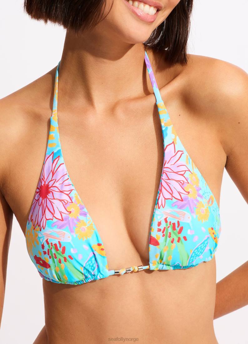 badetøy Seafolly under havet vendbar triangel bikini topp blå tåke kvinner D86N366