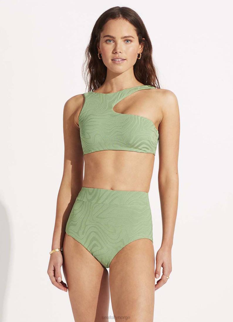 badetøy Seafolly andre bølge bukse med høy midje palmegrønn kvinner D86N417
