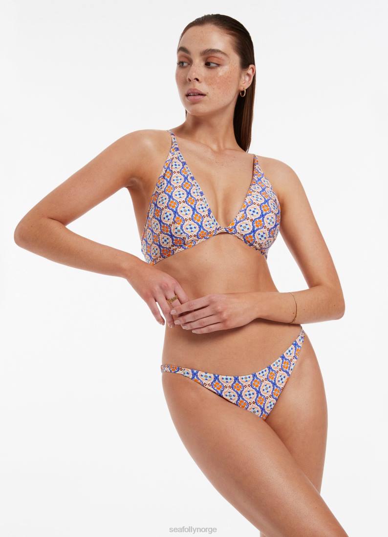 badetøy Seafolly azura geo hipster bikiniunderdel med skinny side retro oransje kvinner D86N377
