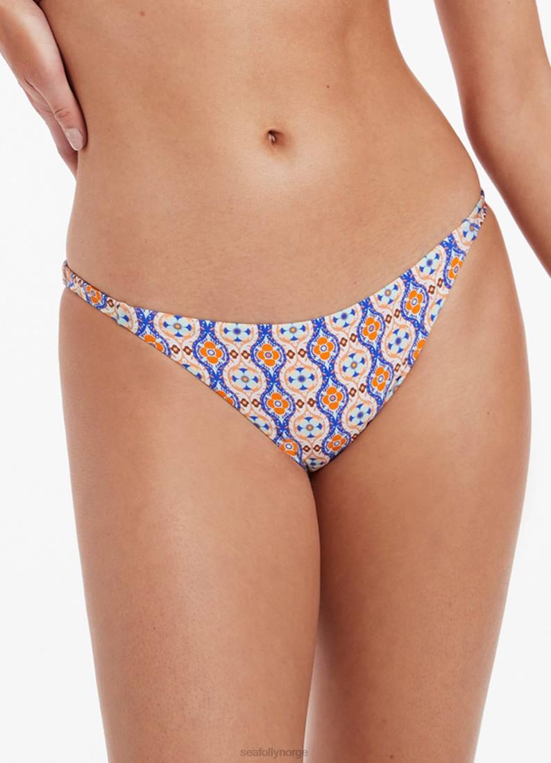 badetøy Seafolly azura geo hipster bikiniunderdel med skinny side retro oransje kvinner D86N377