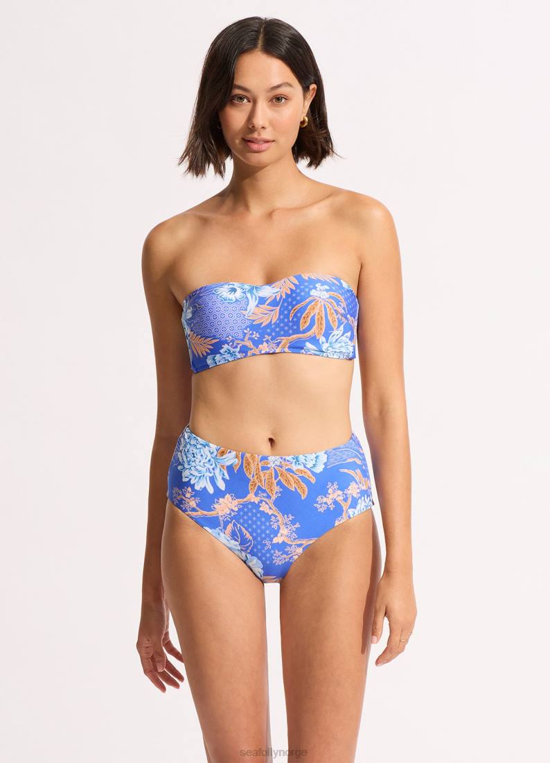 badetøy Seafolly eden bikiniunderdel med høy midje asurblått kvinner D86N174