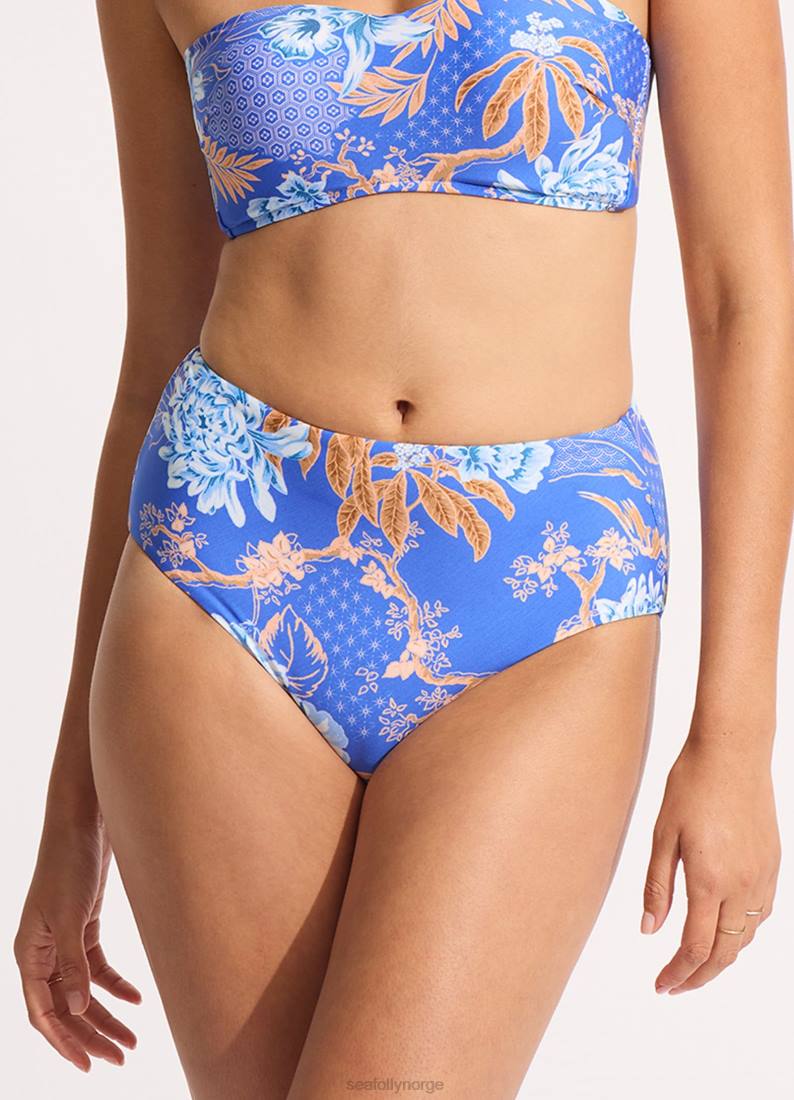 badetøy Seafolly eden bikiniunderdel med høy midje asurblått kvinner D86N174