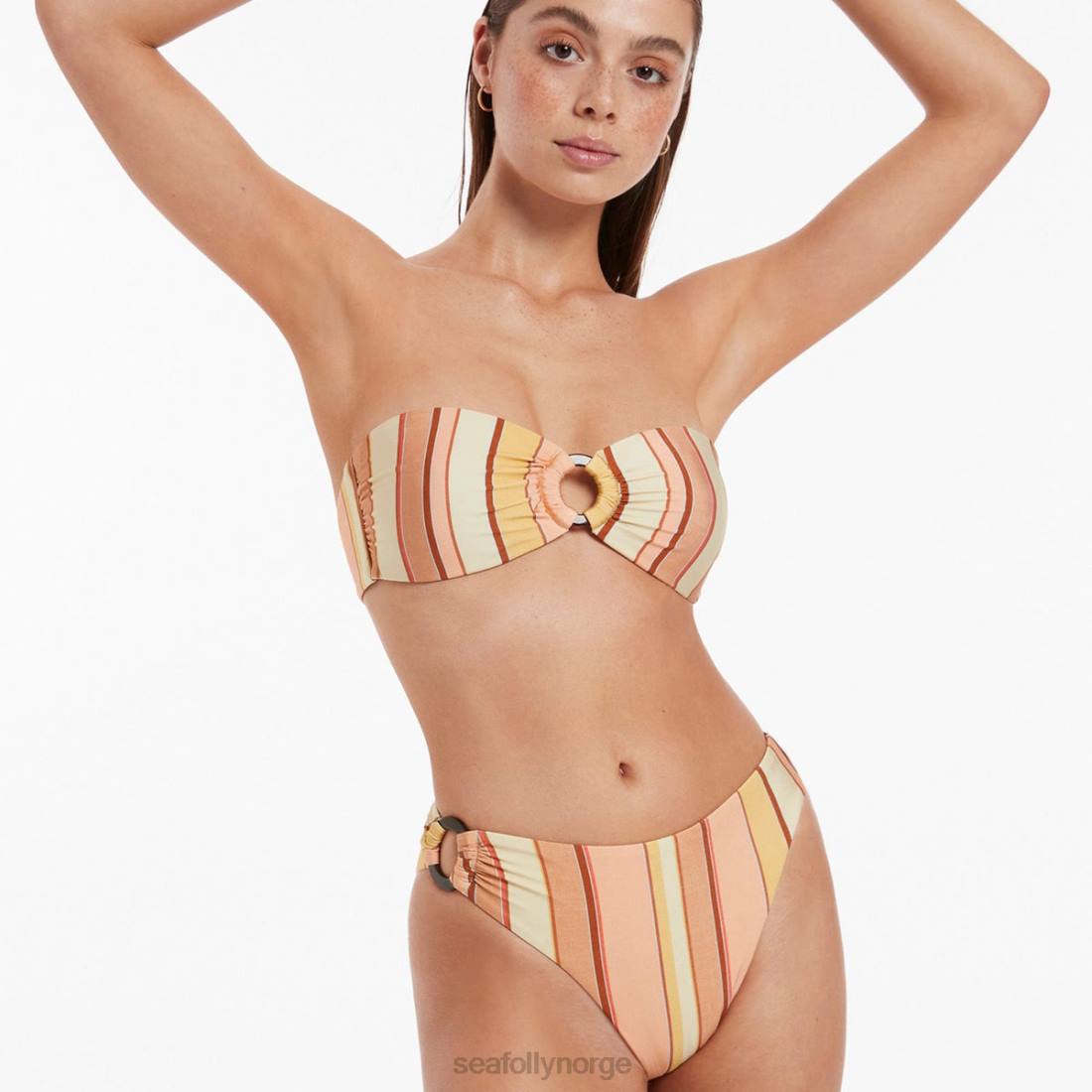 badetøy Seafolly fira stripe bikinitruse med høye ben fløyelsblomst kvinner D86N451