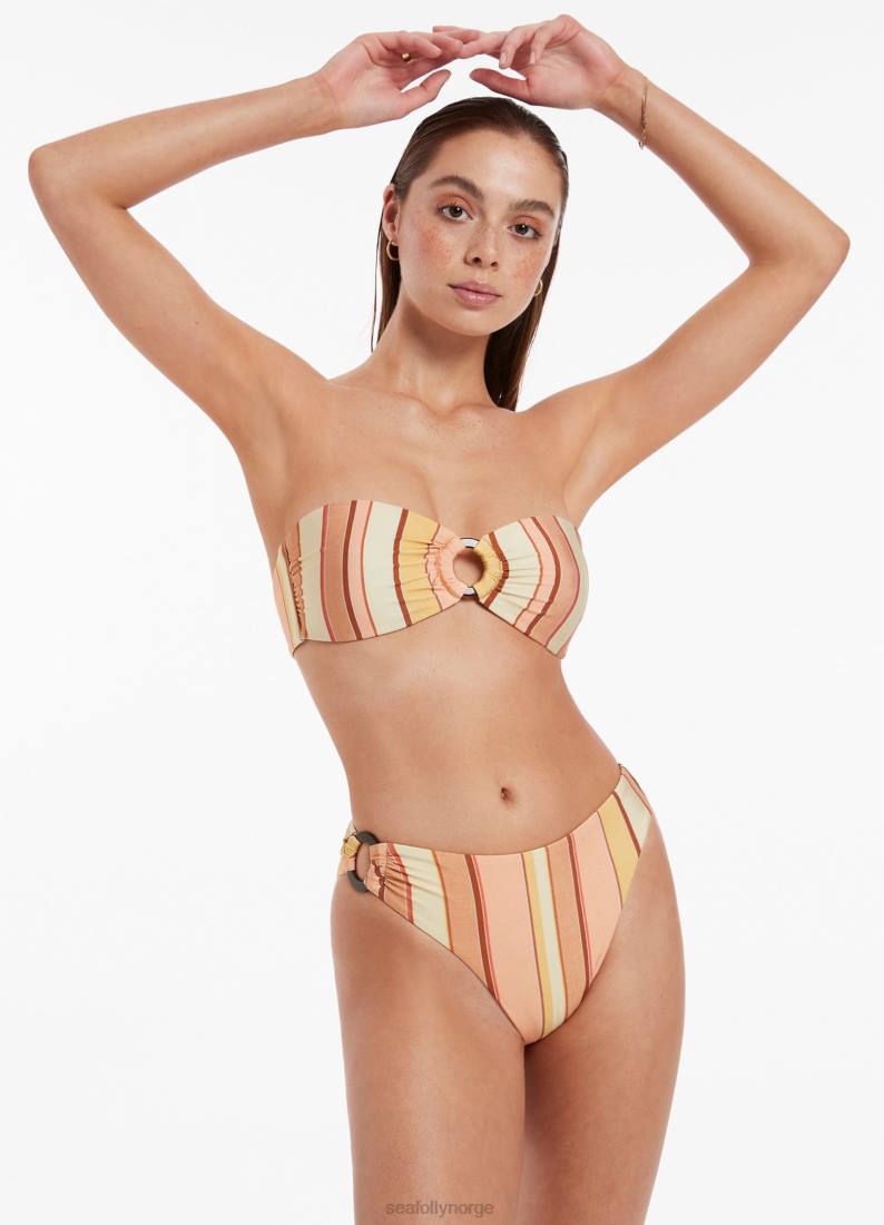 badetøy Seafolly fira stripe bikinitruse med høye ben fløyelsblomst kvinner D86N451