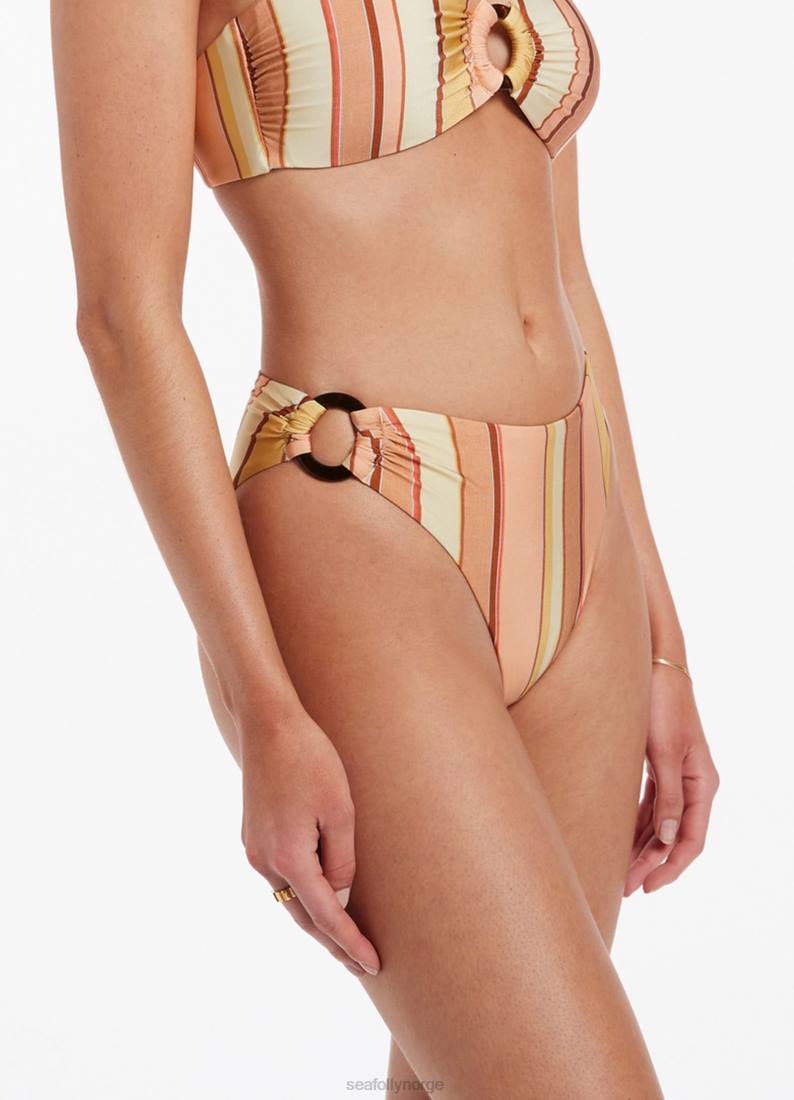 badetøy Seafolly fira stripe bikinitruse med høye ben fløyelsblomst kvinner D86N451