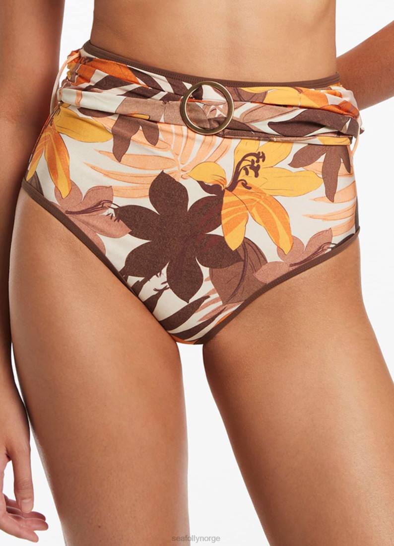 badetøy Seafolly floreale belte bukse med høy midje latte kvinner D86N416