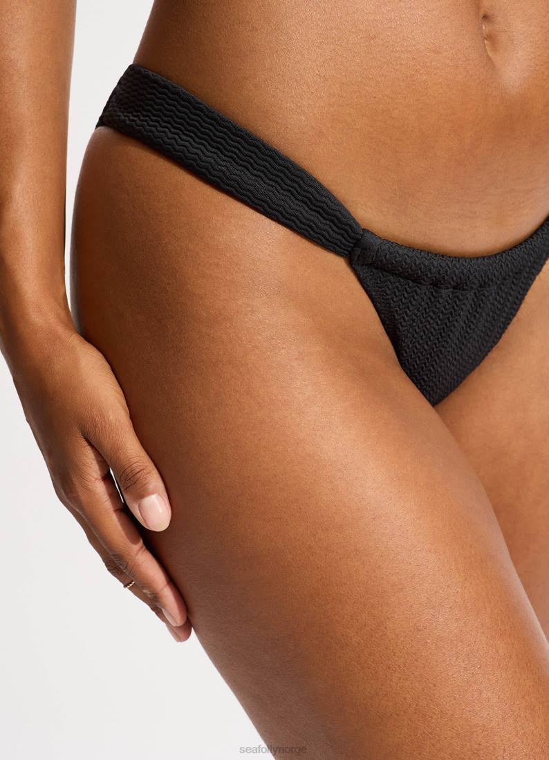 badetøy Seafolly havdykk bikiniunderdel med snøring svart kvinner D86N515