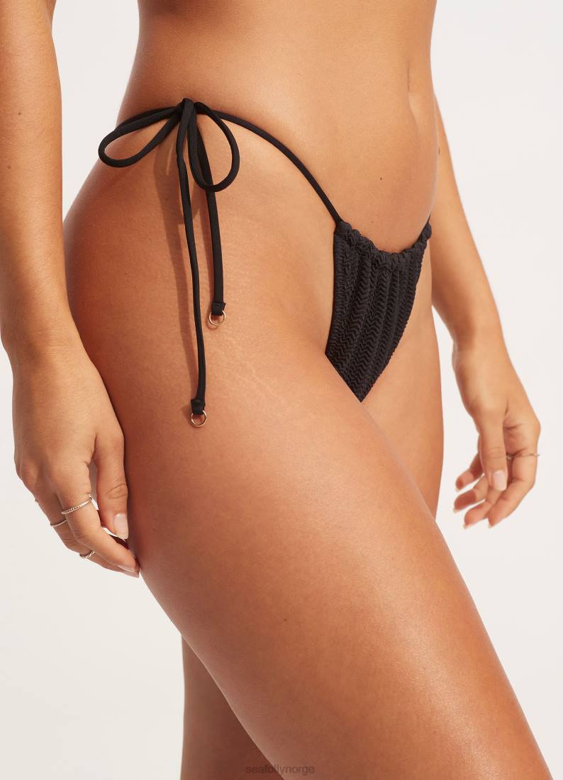 badetøy Seafolly havdykk snøring slips side rio bukse svart kvinner D86N395
