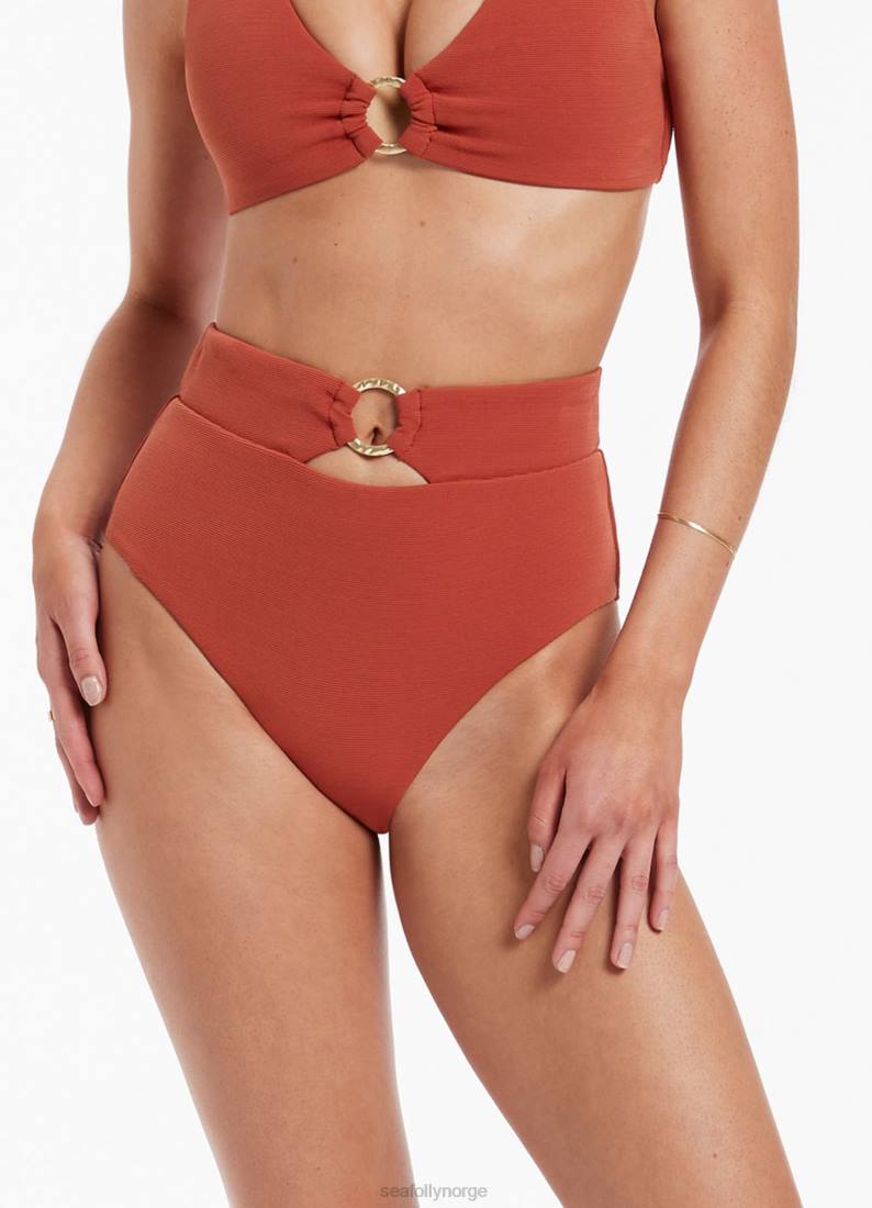 badetøy Seafolly isla rib bikiniunderdel med høy midje russet kvinner D86N466