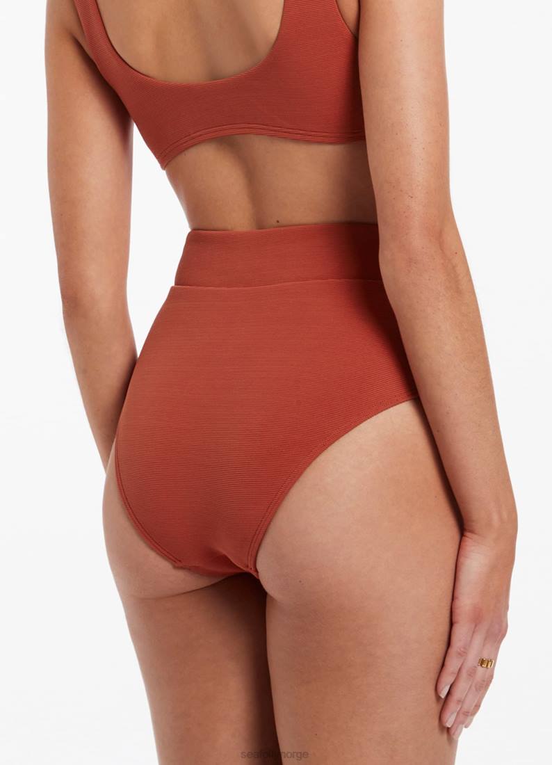 badetøy Seafolly isla rib bikiniunderdel med høy midje russet kvinner D86N466