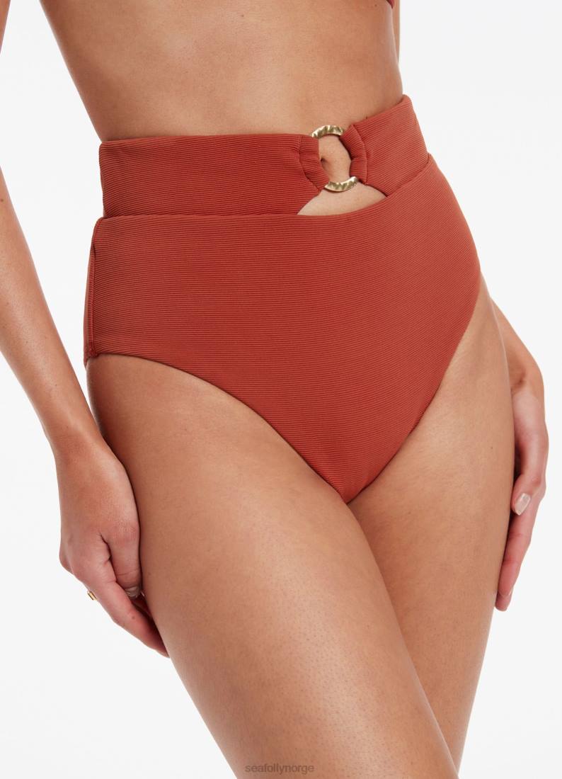 badetøy Seafolly isla rib bikiniunderdel med høy midje russet kvinner D86N466