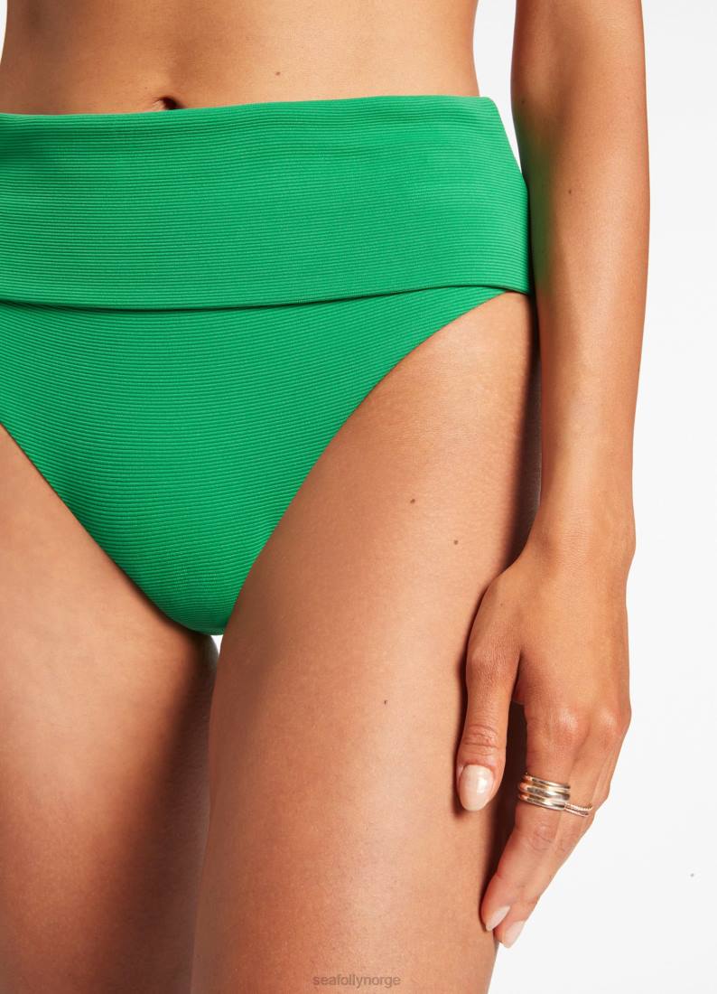 badetøy Seafolly isla rib, nedbrettbar bikiniunderdel med høy midje grønn kvinner D86N282