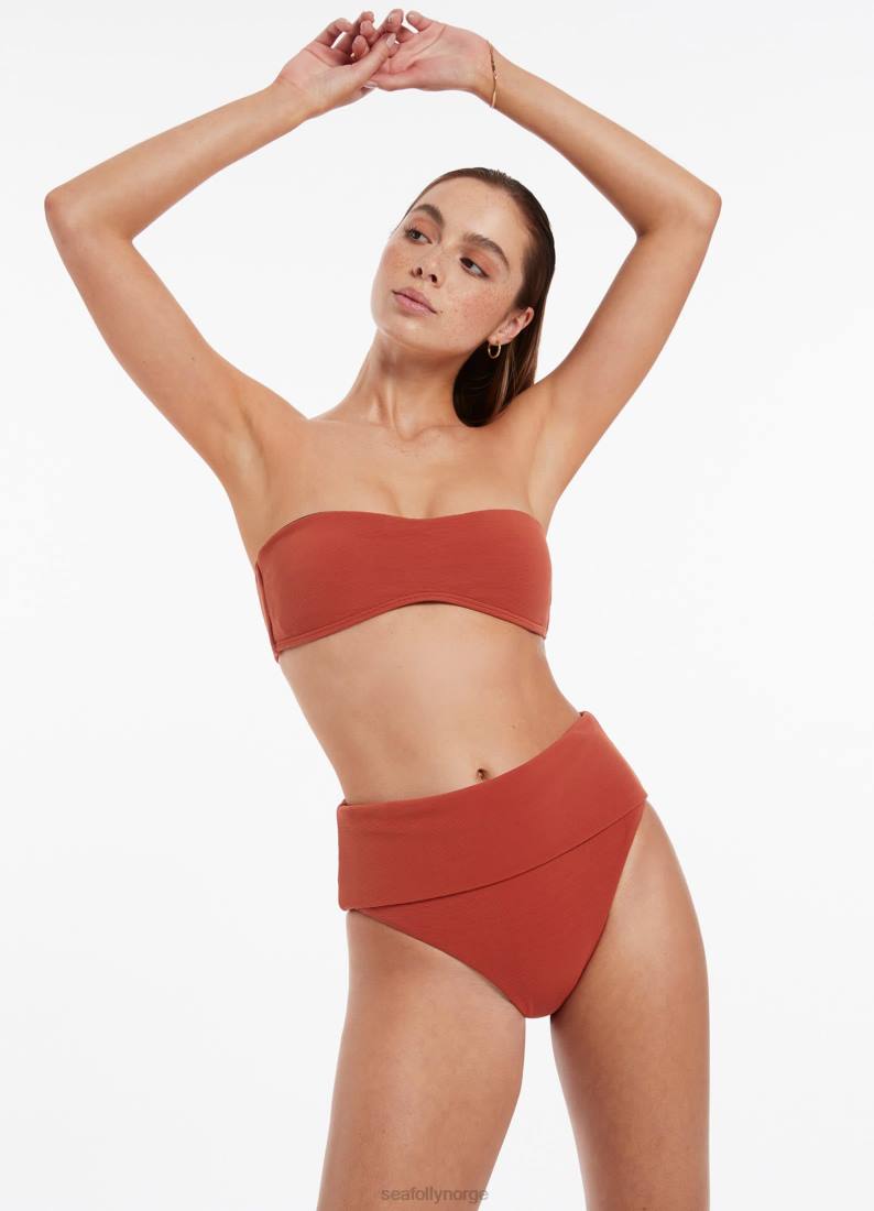 badetøy Seafolly isla rib, nedbrettbar bikiniunderdel med høy midje russet kvinner D86N378