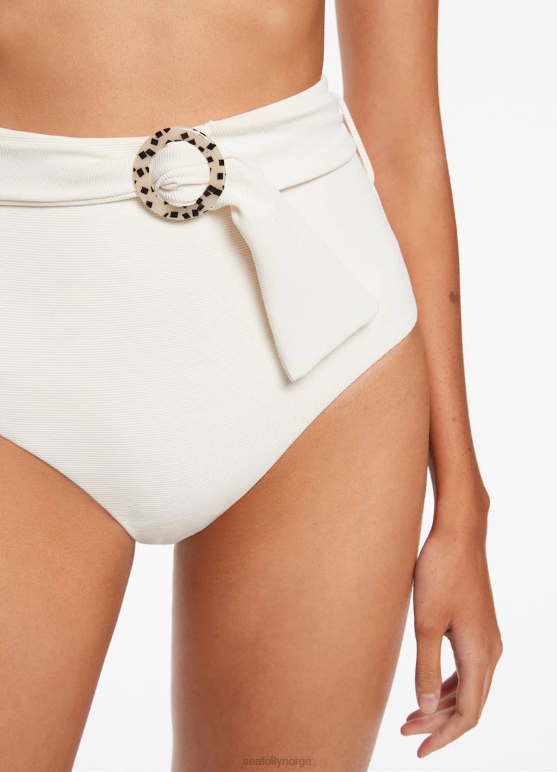 badetøy Seafolly isla ribbelte bikiniunderdel med høy midje krem kvinner D86N412