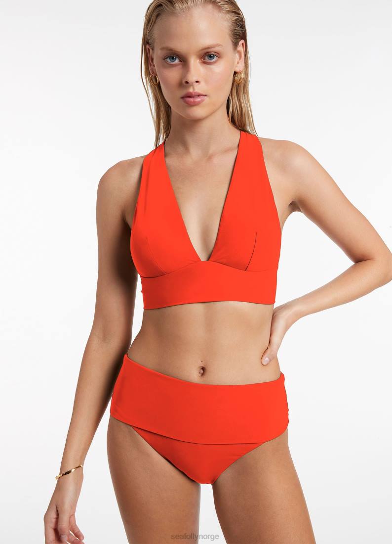 badetøy Seafolly jetset nedfellbar bikiniunderdel med høy midje fiamma kvinner D86N513