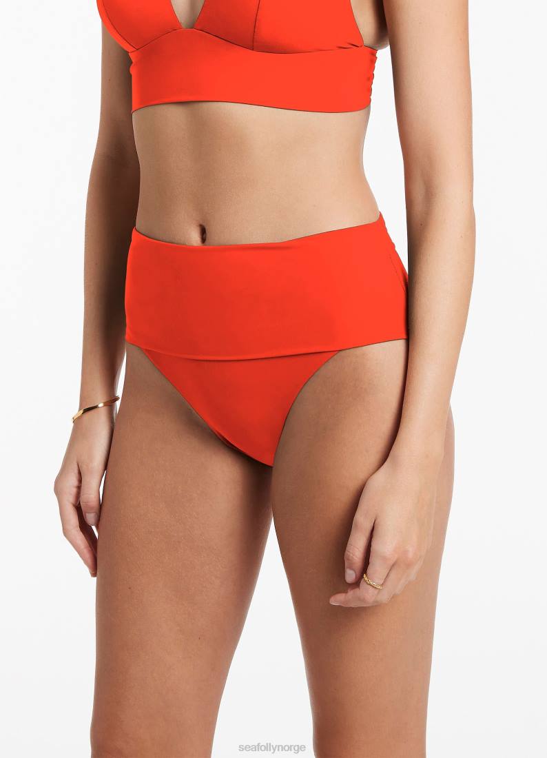 badetøy Seafolly jetset nedfellbar bikiniunderdel med høy midje fiamma kvinner D86N513