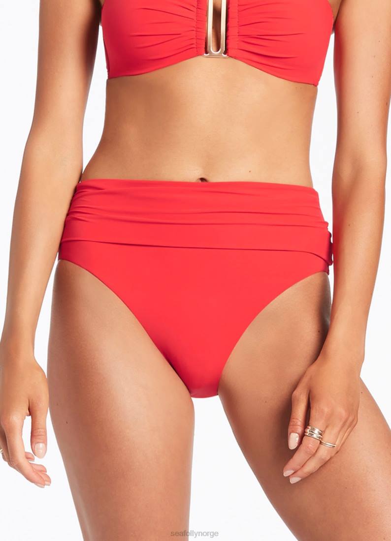 badetøy Seafolly jetset nedfellbar bikiniunderdel med høy midje kirsebær kvinner D86N336
