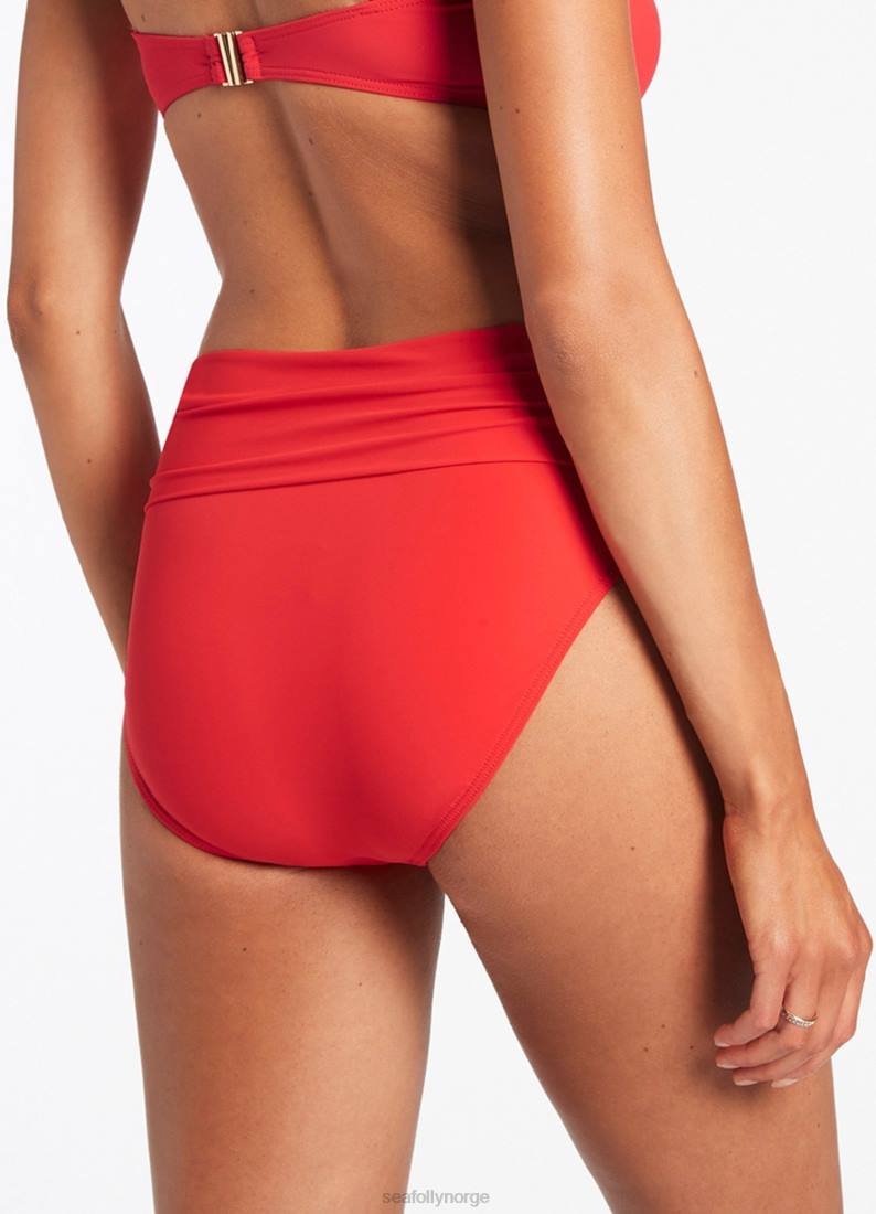 badetøy Seafolly jetset nedfellbar bikiniunderdel med høy midje kirsebær kvinner D86N336