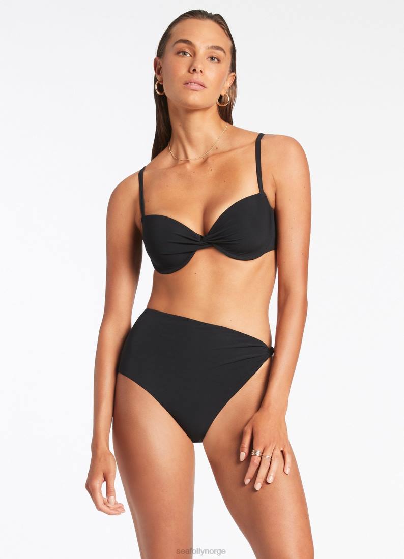badetøy Seafolly jetset twist sidebukse svart kvinner D86N449