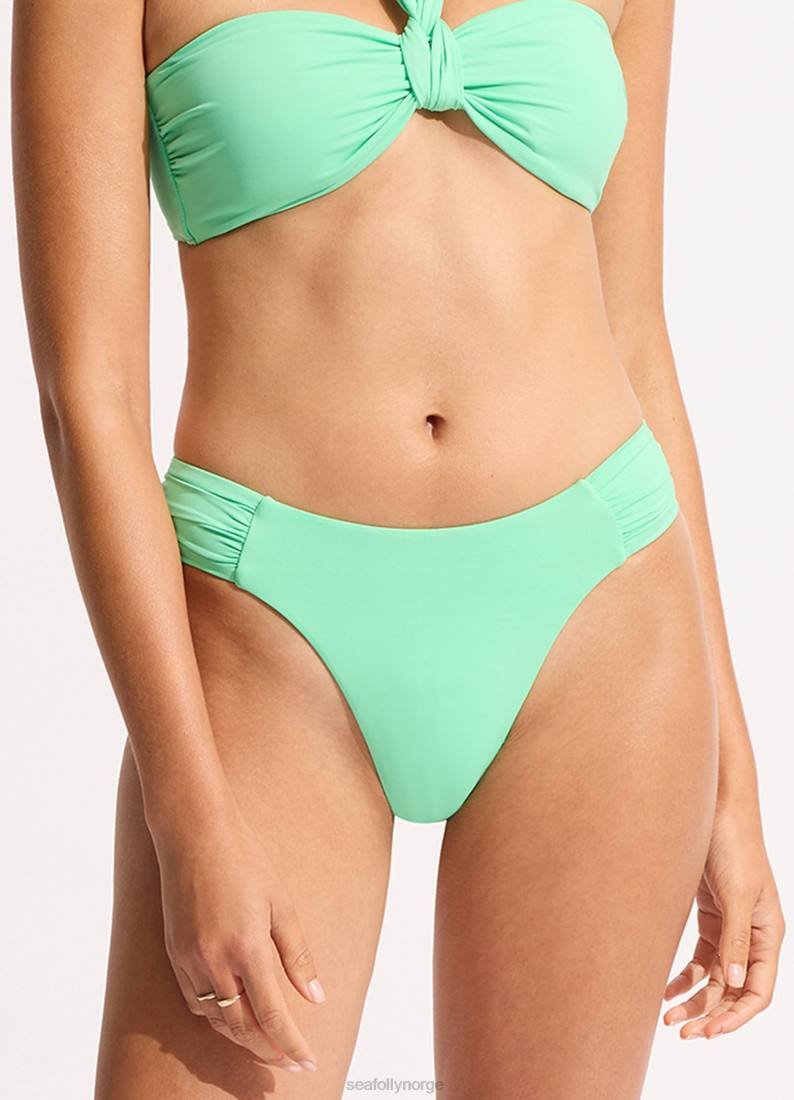 badetøy Seafolly kollektiv bikiniunderdel med rynket side med høye ben mynte kvinner D86N227
