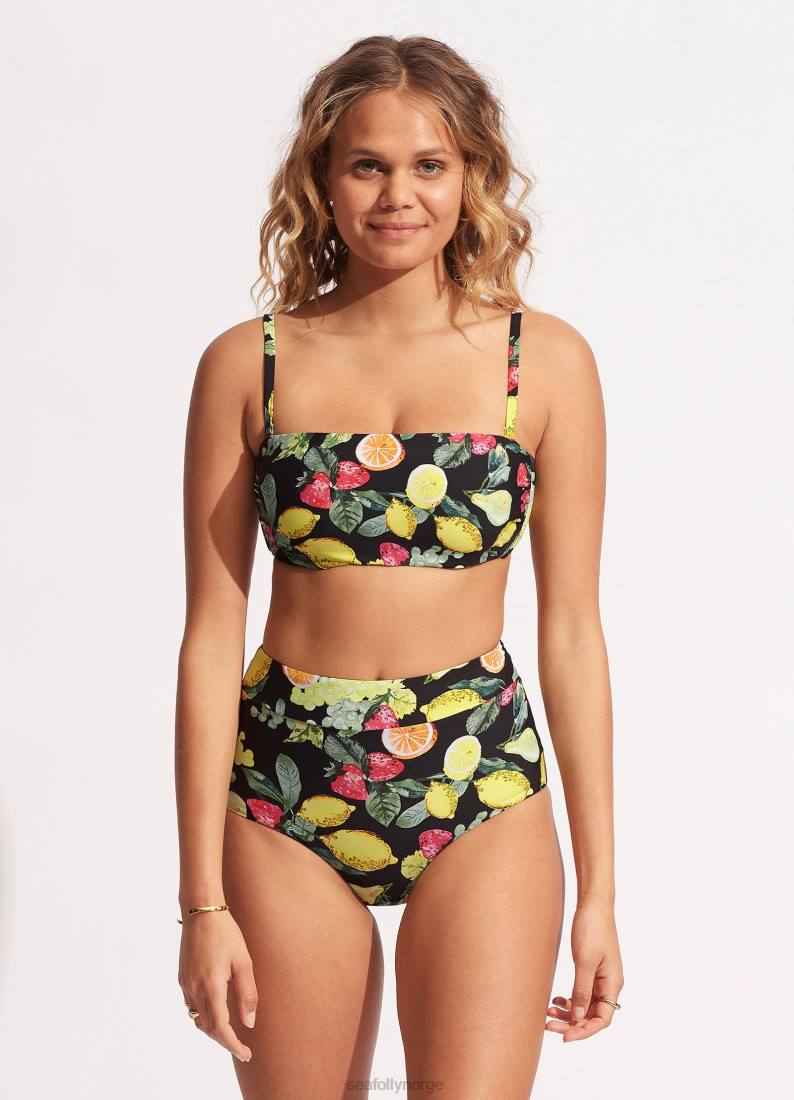 badetøy Seafolly lemoncello bukse med høy midje svart kvinner D86N633