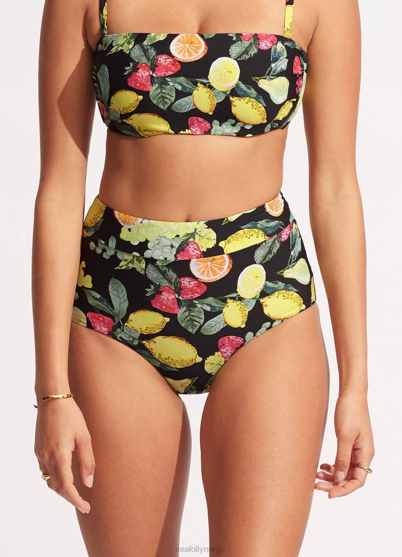 badetøy Seafolly lemoncello bukse med høy midje svart kvinner D86N633