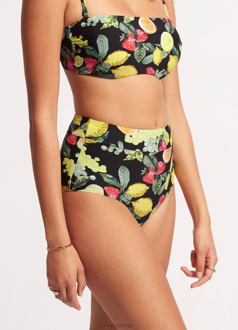 badetøy Seafolly lemoncello bukse med høy midje svart kvinner D86N633