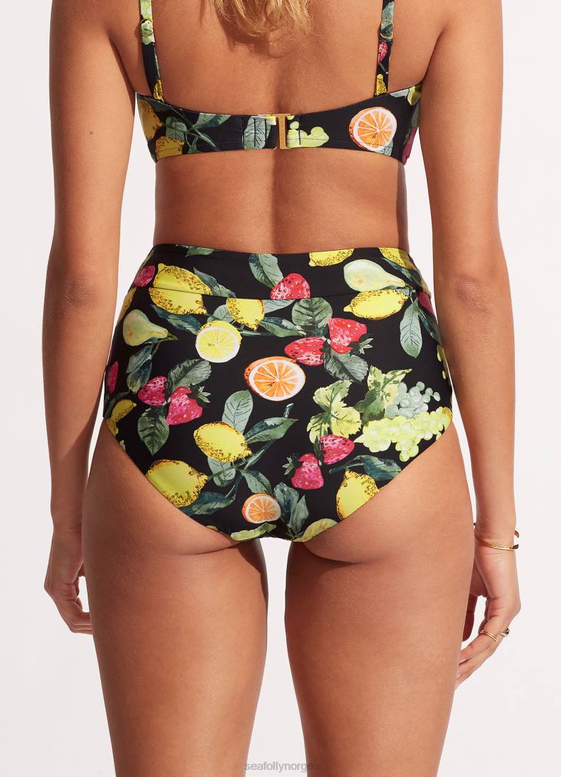 badetøy Seafolly lemoncello bukse med høy midje svart kvinner D86N633