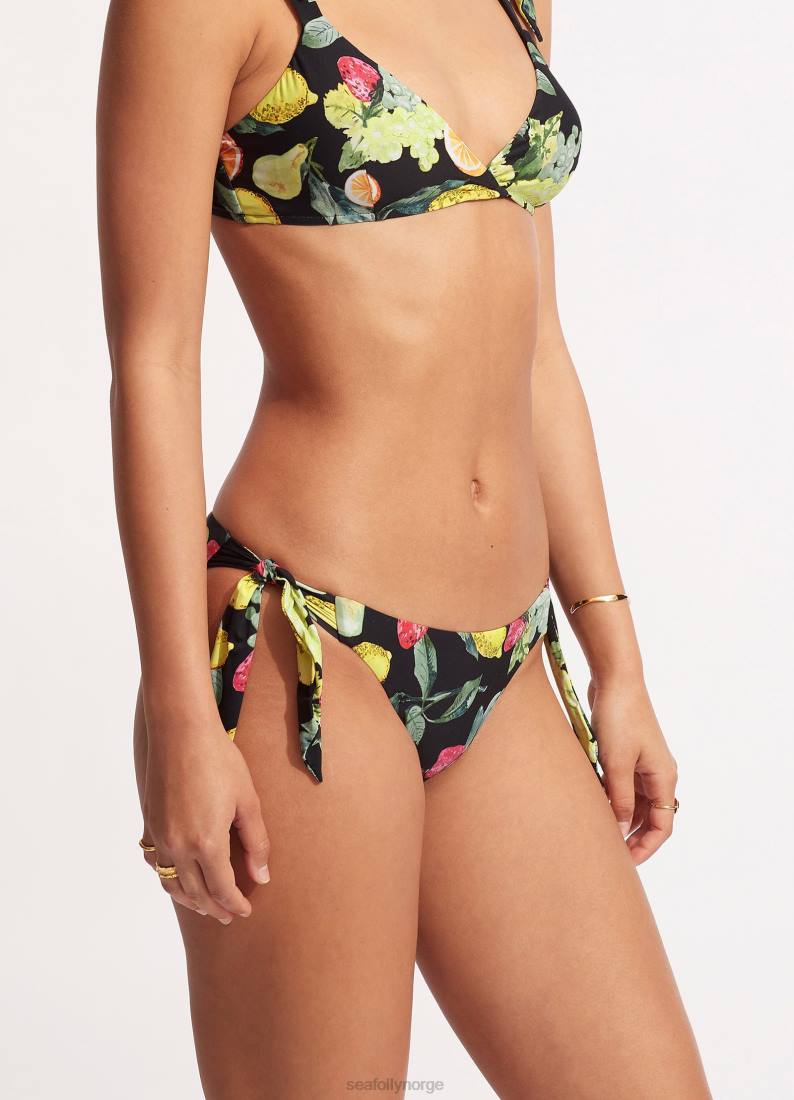 badetøy Seafolly lemoncello bukse med slips på siden svart kvinner D86N582