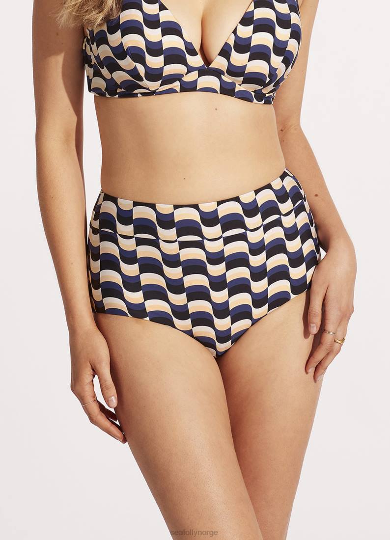 badetøy Seafolly moderne ta bikinitruse med høy midje svart kvinner D86N316