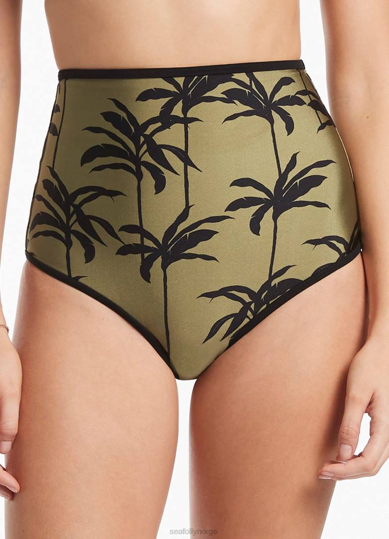 badetøy Seafolly palme bukse med ultrahøy midje oliven kvinner D86N544