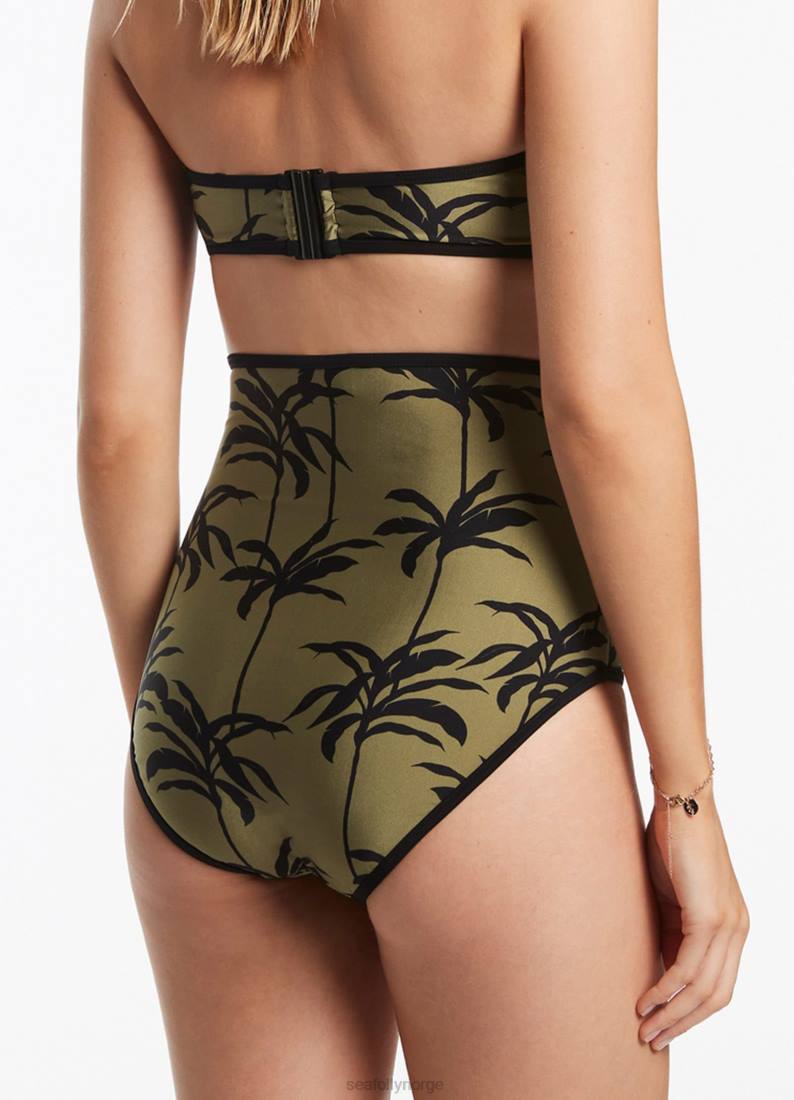 badetøy Seafolly palme bukse med ultrahøy midje oliven kvinner D86N544