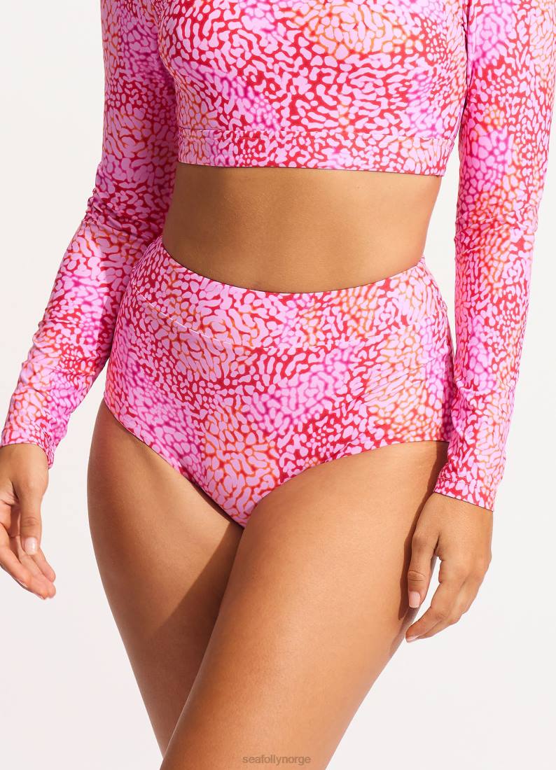 badetøy Seafolly sjøskinn bikinitruse med høy midje fuchsia rose kvinner D86N365