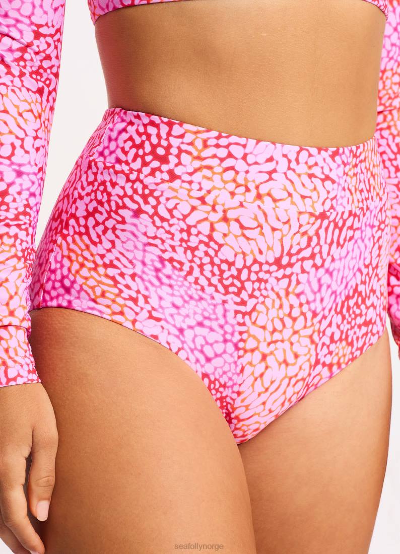 badetøy Seafolly sjøskinn bikinitruse med høy midje fuchsia rose kvinner D86N365