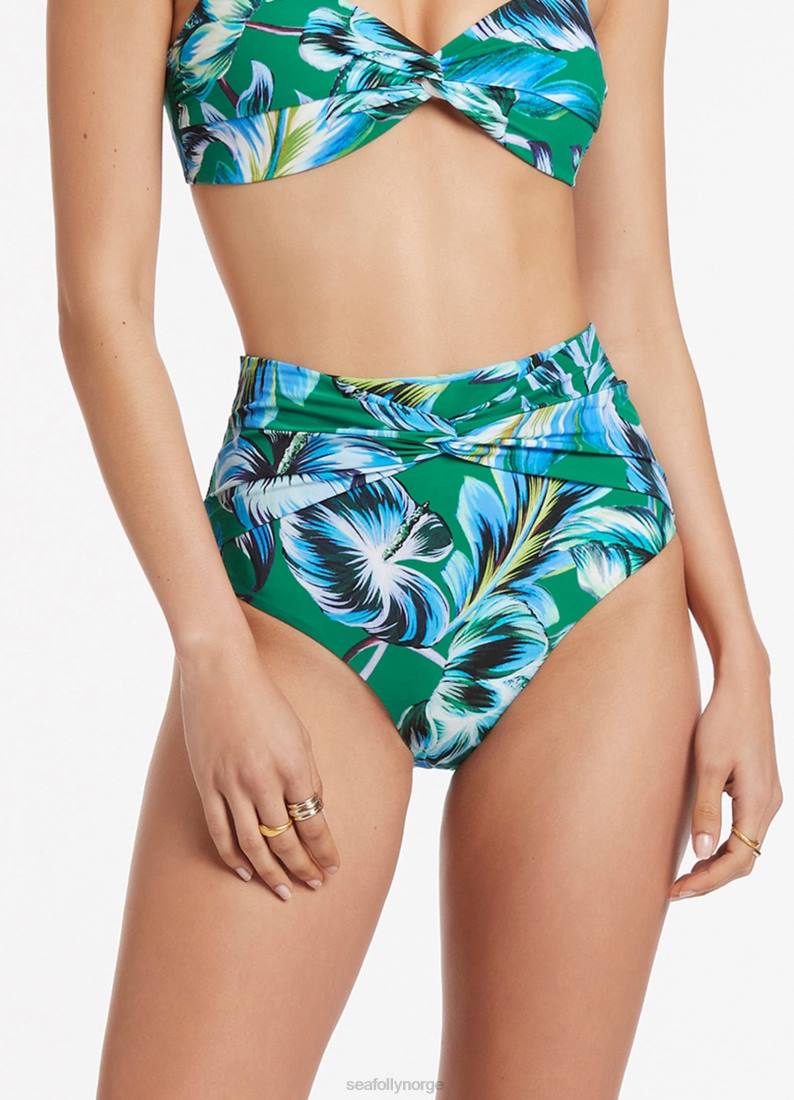 badetøy Seafolly viva twist bikiniunderdel foran smaragd kvinner D86N422