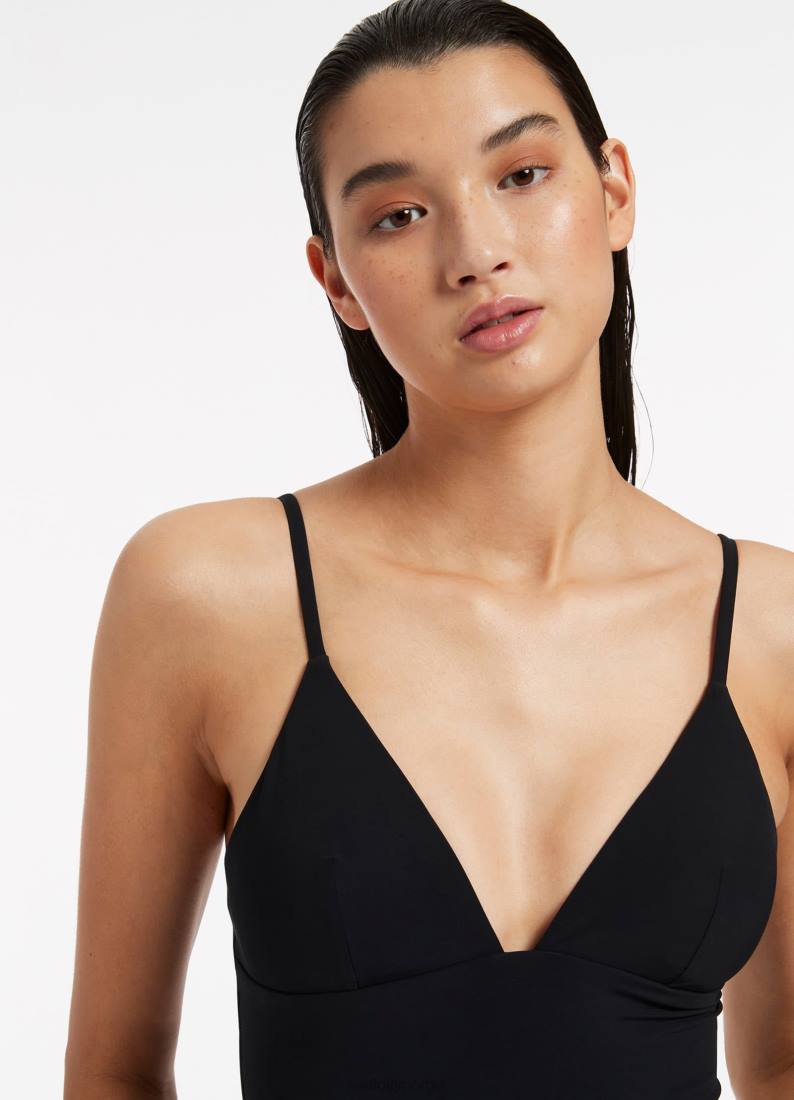 badetøy Seafolly jetset v-hals i ett stykke svart kvinner D86N71