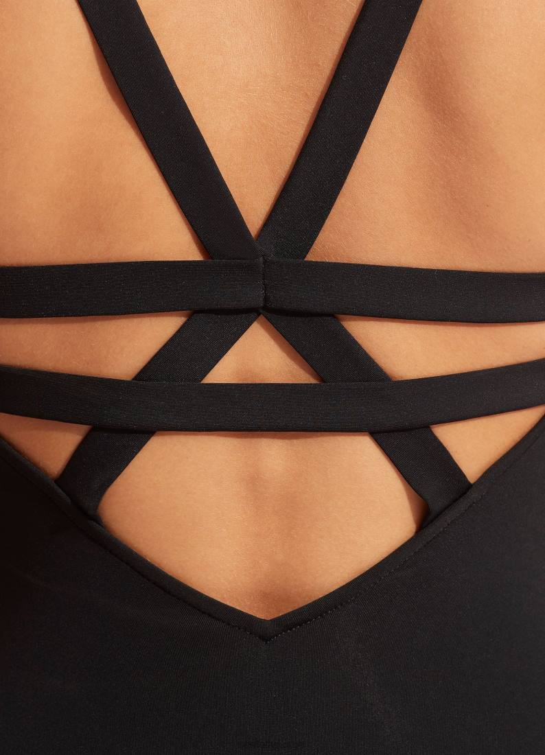 badetøy Seafolly kollektiv dyp v ett stykke svart kvinner D86N14