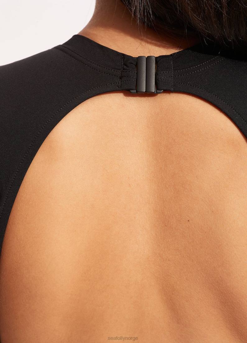 badetøy Seafolly kollektiv hettehylse i ett stykke svart kvinner D86N20