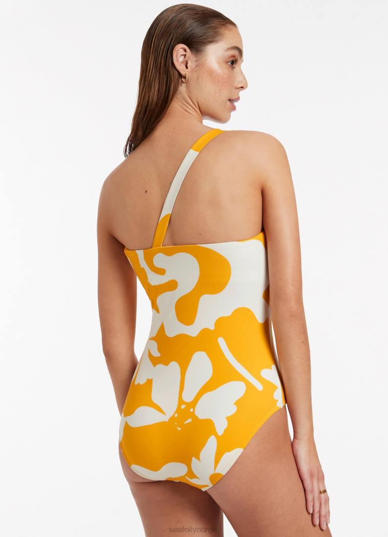 badetøy Seafolly emporio en skulder i ett stykke fløyelsblomst kvinner D86N140