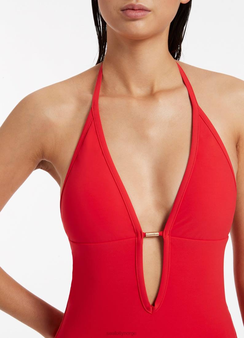 badetøy Seafolly jetset stupe ett stykke kirsebær kvinner D86N84