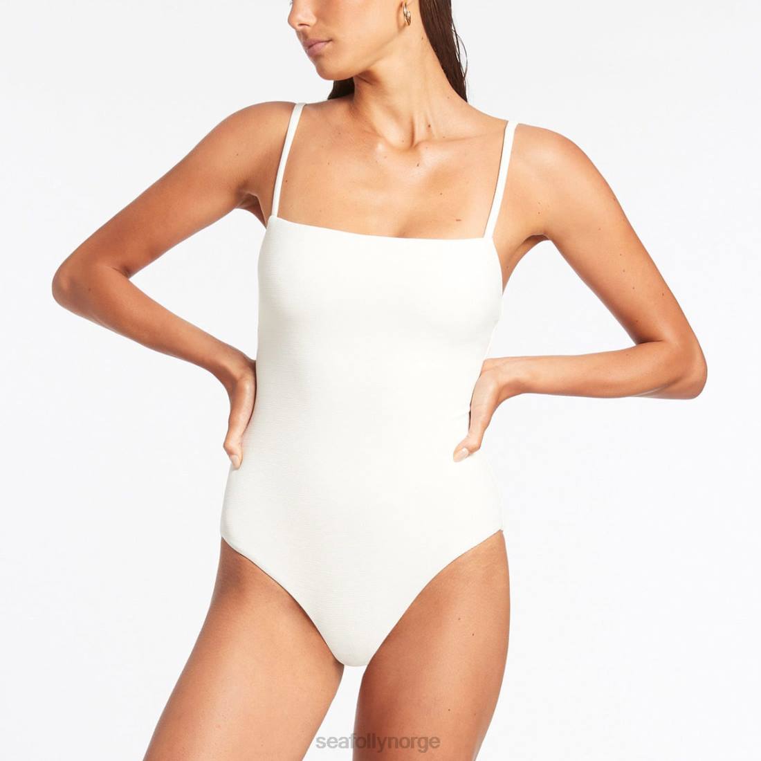 badetøy Seafolly isla rib minimal tank ett stykke krem kvinner D86N121