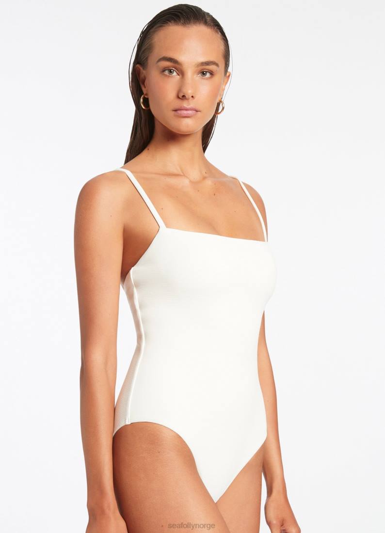 badetøy Seafolly isla rib minimal tank ett stykke krem kvinner D86N121
