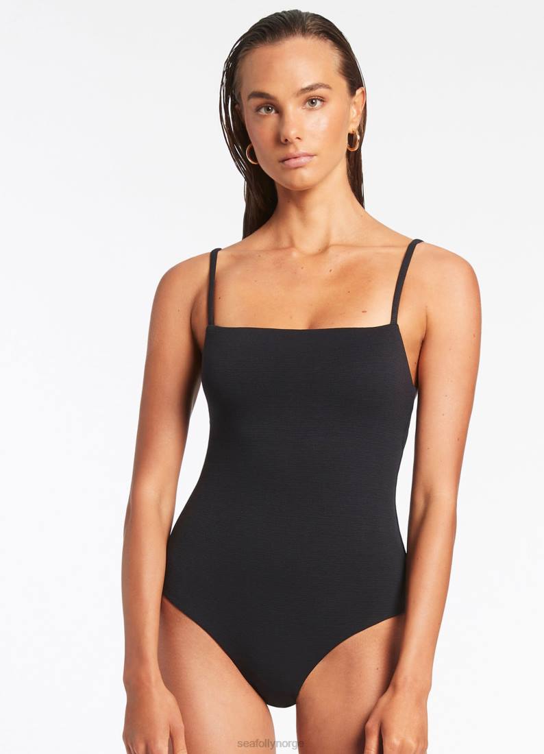 badetøy Seafolly isla rib minimal tank ett stykke svart kvinner D86N62