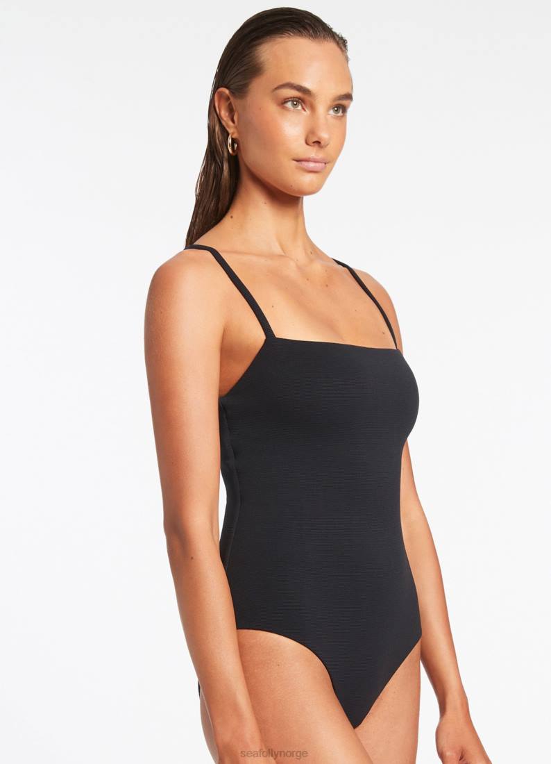 badetøy Seafolly isla rib minimal tank ett stykke svart kvinner D86N62