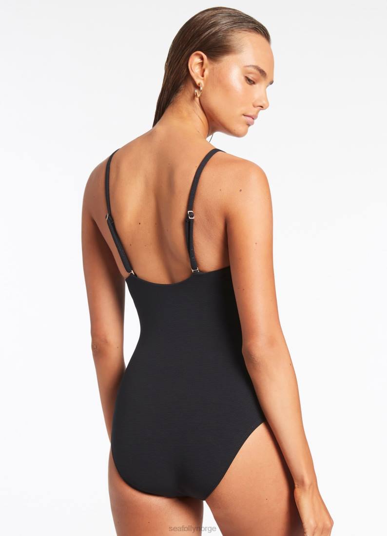badetøy Seafolly isla rib minimal tank ett stykke svart kvinner D86N62
