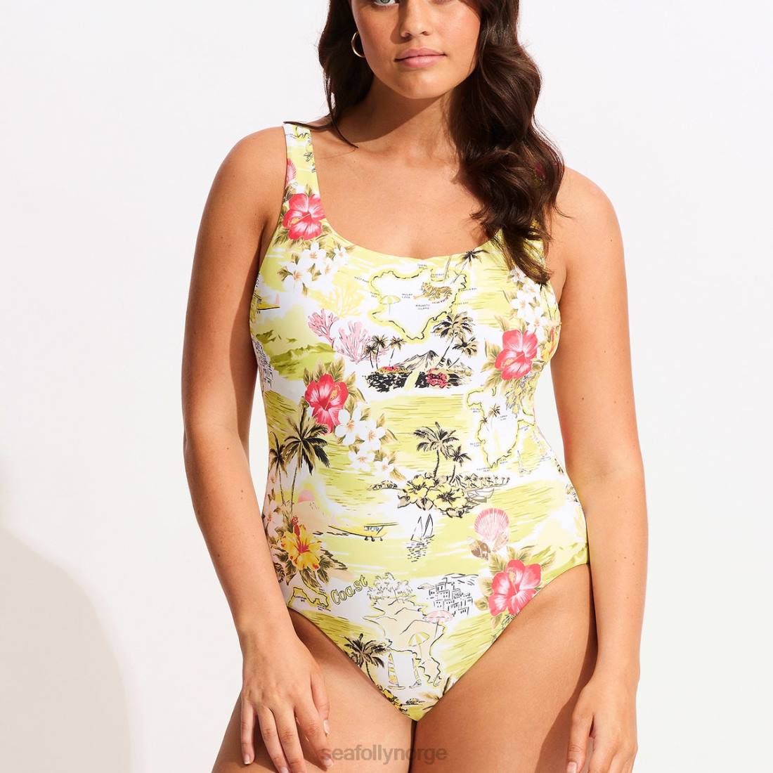 badetøy Seafolly kyst til kyst tank ett stykke vill lime kvinner D86N167