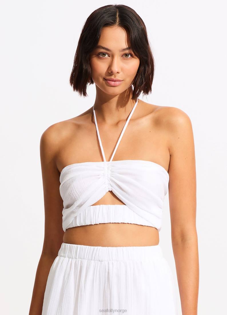 badetøy Seafolly crinkle crop top hvit kvinner D86N735