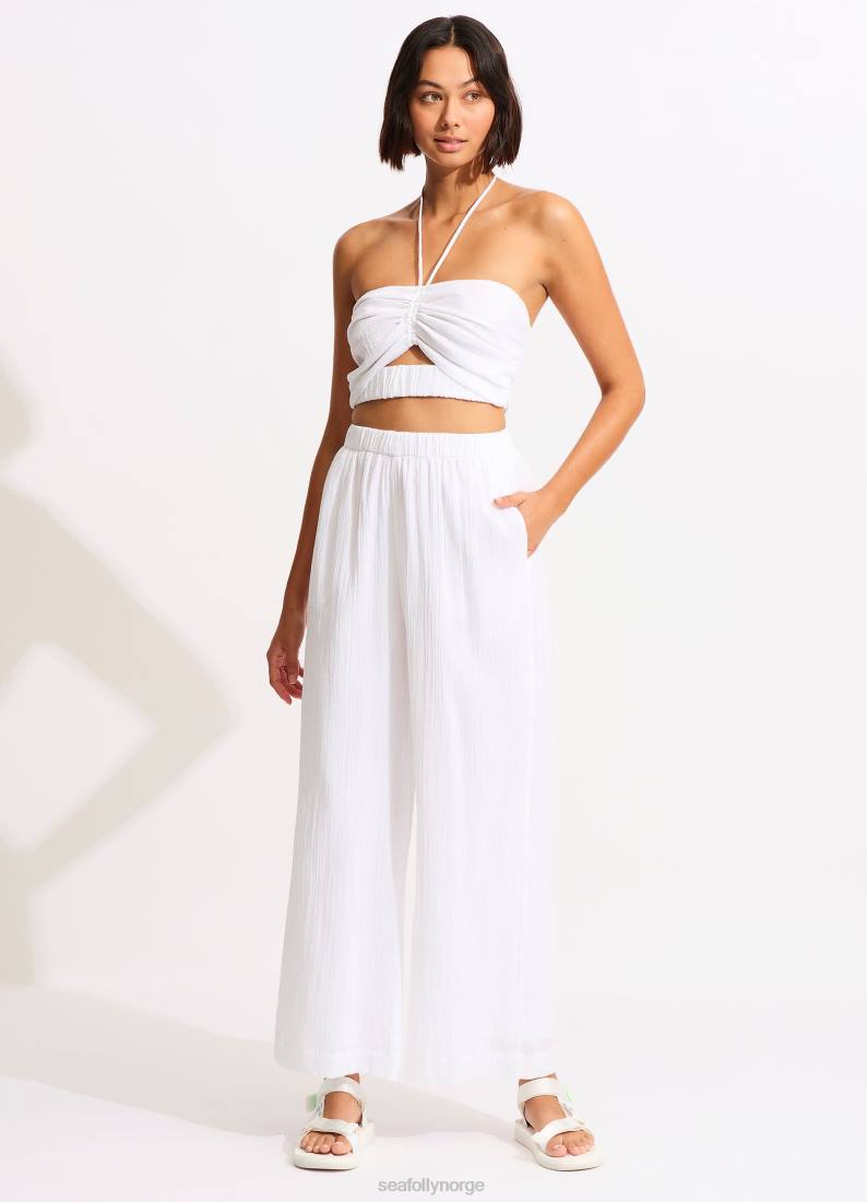 badetøy Seafolly crinkle crop top hvit kvinner D86N735